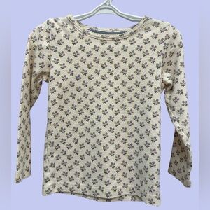 Mini Boden Thermal Cream Long-Sleeve Floral Print Tee